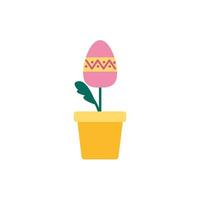 beautifull egg painted in pot spring flat style vector