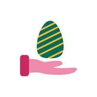 hand lifting easter egg painted flat style vector
