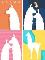 Llama silhouettes on different backgrounds vector