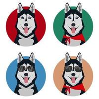 Set of different Husky with sticking out tongue vector