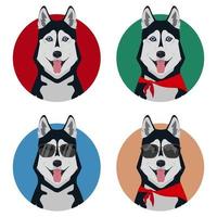 Conjunto de diferentes husky con lengua fuera vector