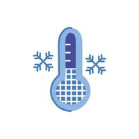 símbolo del tiempo de copo de nieve y termómetro aislado vector