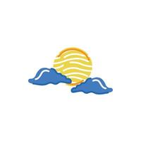 sun with clouds weather symbol isolated icon vector