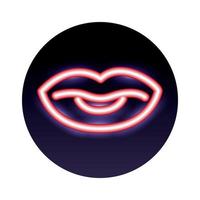 female lips neon lights icon vector