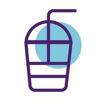 milkshake with straw line style icon vector