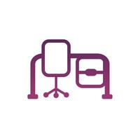 office chair and desk line style icon vector