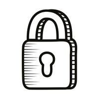 safe padlock doodle line style icon vector