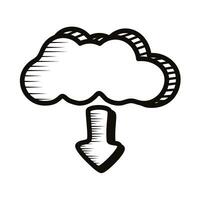 cloud computing download doodle line style icon vector