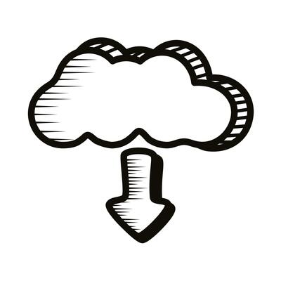 cloud computing download doodle line style icon