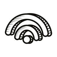 icono de estilo de línea de doodle de señal wifi vector