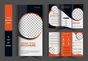 Business Trifold Brochure template design with Modern creative red gradient shapes vector