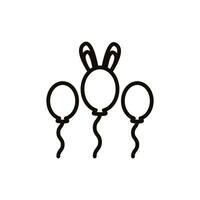 globos de helio con orejas de conejo icono de estilo de línea de pascua vector