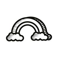 cute rainbow doodle line style icon vector