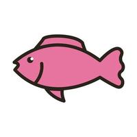 fish sea animal line and fill style icon vector