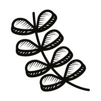 branch with leafs doodle line style icon vector