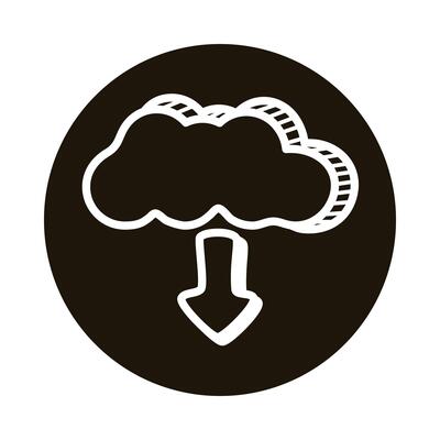 cloud computing download doodle block style icon