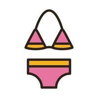 female swimsuit line and fill style icon vector