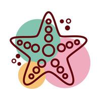 starfish sea animal line and color style icon vector