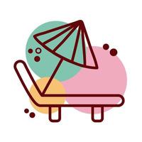 umbrella and beach chair line and color style icon vector