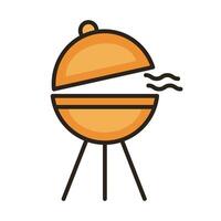 icono de estilo de relleno y línea de parrilla de horno vector