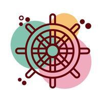 helm of ship line and color style icon vector