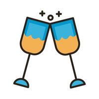 wine cups toast line and fill style icon vector