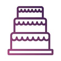 icono de estilo degradado de línea de cumpleaños de pastel dulce vector