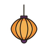 paper lamp hanging line and fill style icon vector