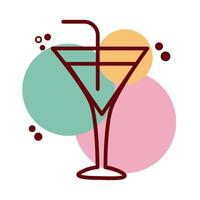 cocktail cup line and color style icon vector