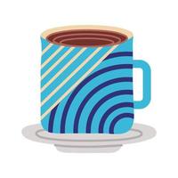 plato con icono de estilo plano de taza de cerámica vector