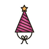 party hat line and fill style icon vector