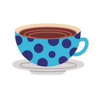 dish with ceramic cup dotted flat style icon vector