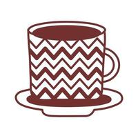 dish and ceramic cup with geometric figures line style icon vector
