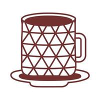 dish and ceramic cup with geometric figures line style icon vector