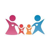 parents couple and kids figures degradient style vector