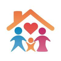 parents couple and son with heart in house degradient style vector