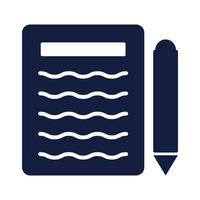 pen school supply with paper silhouette style vector