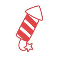 rocket firework line style icon vector