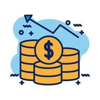 coins money dollars detail style icon vector