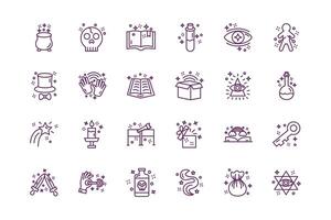 bundle of magic sorcery set icons vector