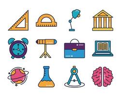 Set of school icons vector