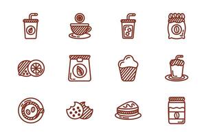 bundle of coffee and tea line style icon vector