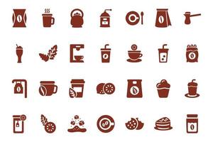 paquete de icono de estilo de silueta de café y té vector