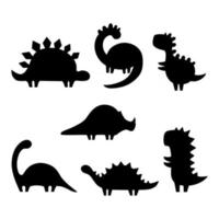 Conjunto de siluetas de dinosaurios. ilustración vectorial aislado sobre fondo blanco. vector