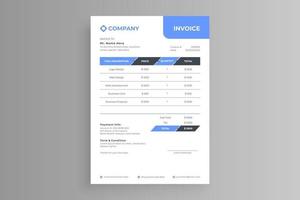 blue white invoice template vector