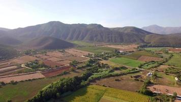 luchtfoto drone weergave van boerderijen en landbouw. video