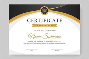 white certificate design with gold and black details vector