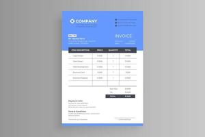 Blue invoice template vector