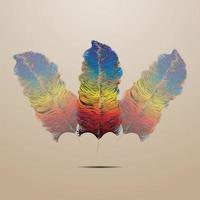 lindo diseño de plumas en colores de espectro vector