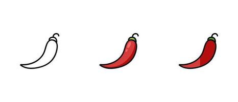 Chili pepper contour and colored symbols vector
